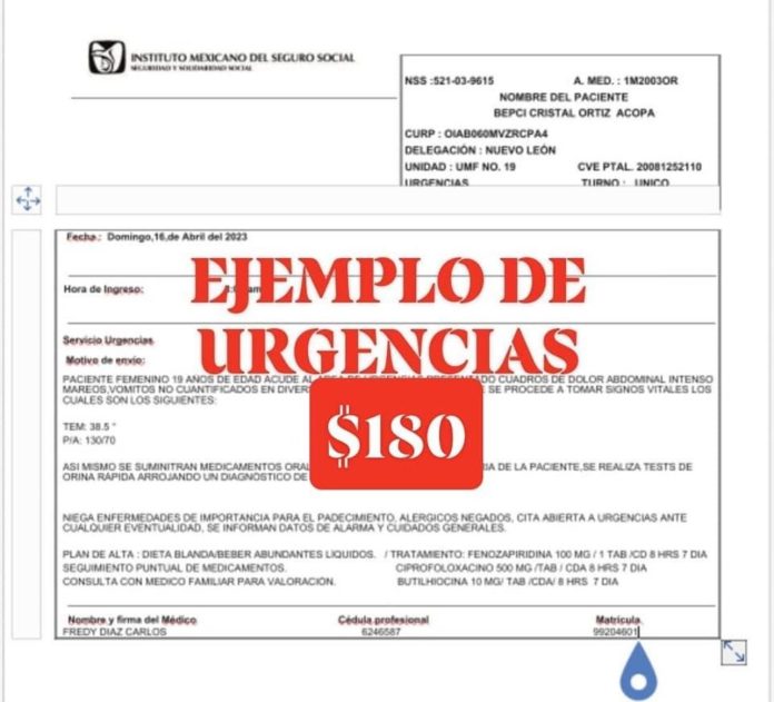 IMSS ejemplo de recetas y justificante en 