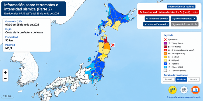 Sismo de magnitud 6,9 sacude el noreste de Japón sin activar alerta de tsunami